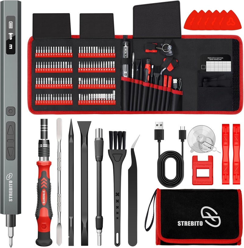 STREBITO 144-Piece Upgraded Electric Screwdriver, Max 0.7 N.m, 120 Magnetic Bits, 5-gear Torque Adjustment, Precision Screwdriver Set, Repair Tool Kit for Tech, Electronics and PC, Gifts for Men - Image 1